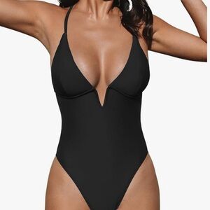 Black Halter One-Piece Swimsuit